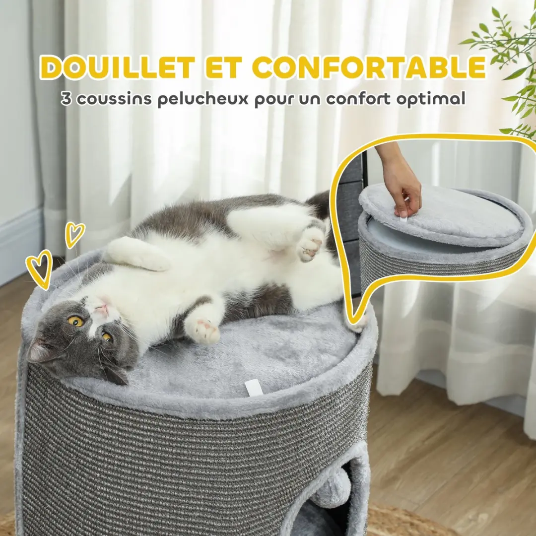 Pawhut Kattentoren - 42x42x69cm Grijs