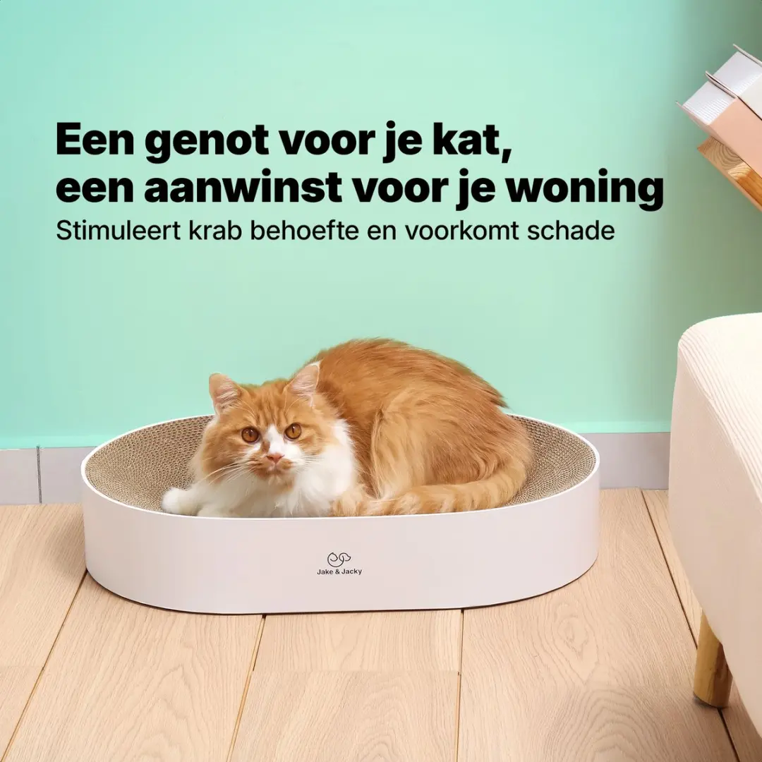 Jake and Jacky Krabkarton Kattenbed 55x35x10cm - Wit