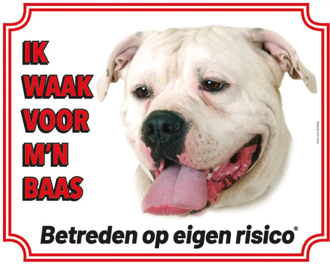 Flamingo Waakbord American Bulldog 20x25cm - Full Color