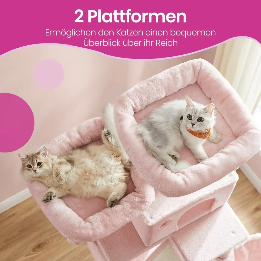 Songmics Krabpaal 206cm - 13 Krabpalen - 3 Ligplekken - 7 Niveaus - Roze
