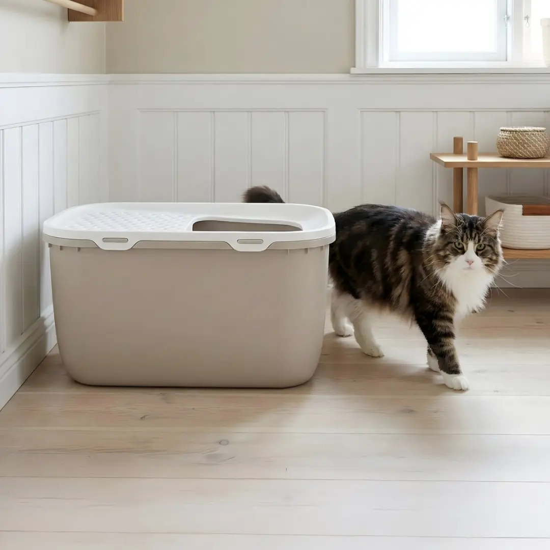 Savic Hop In Giant Kattenbak - 74x49,7cm - Mokka/Wit - afbeelding 6 van 6