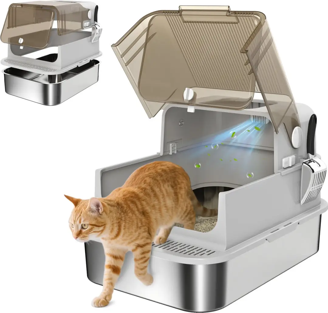 Pawhut Roestvrijstalen Kattenbak 70L