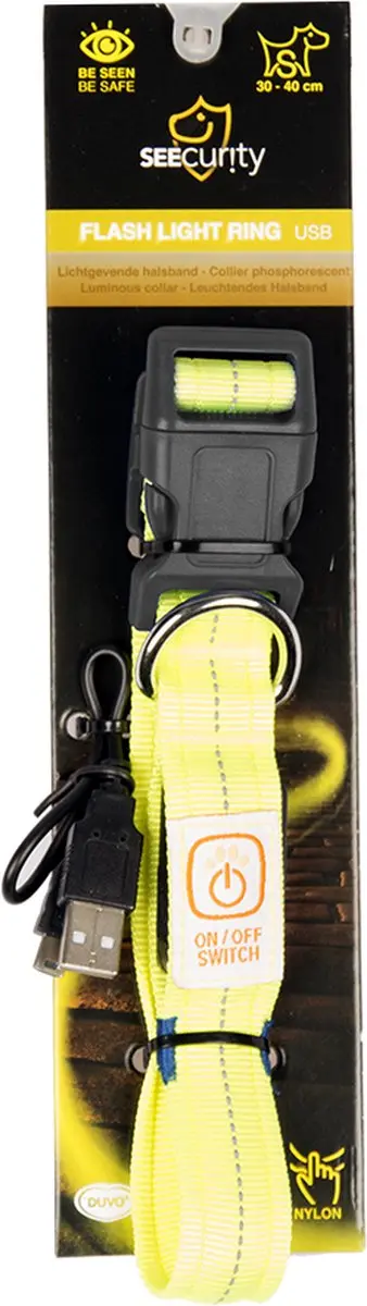 Duvo Dierenkleding Hond Halsband Nylon Neon Geel 30cm