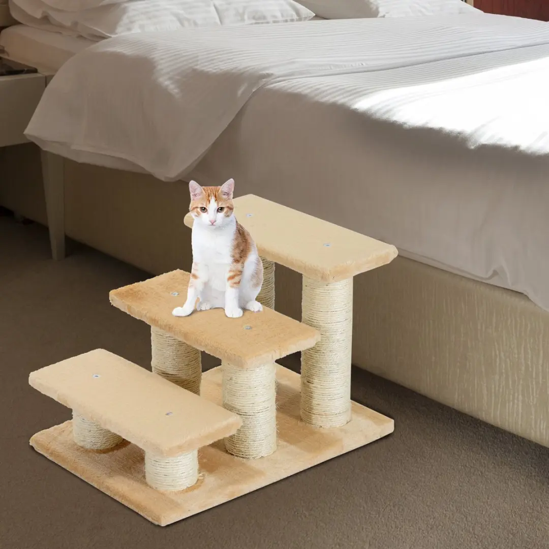 Pawhut Dierentrap 3 Niveau's - 1 Ligplek - Beige