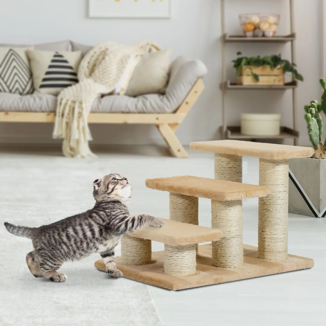Pawhut Dierentrap 3 Niveau's - 1 Ligplek - Beige
