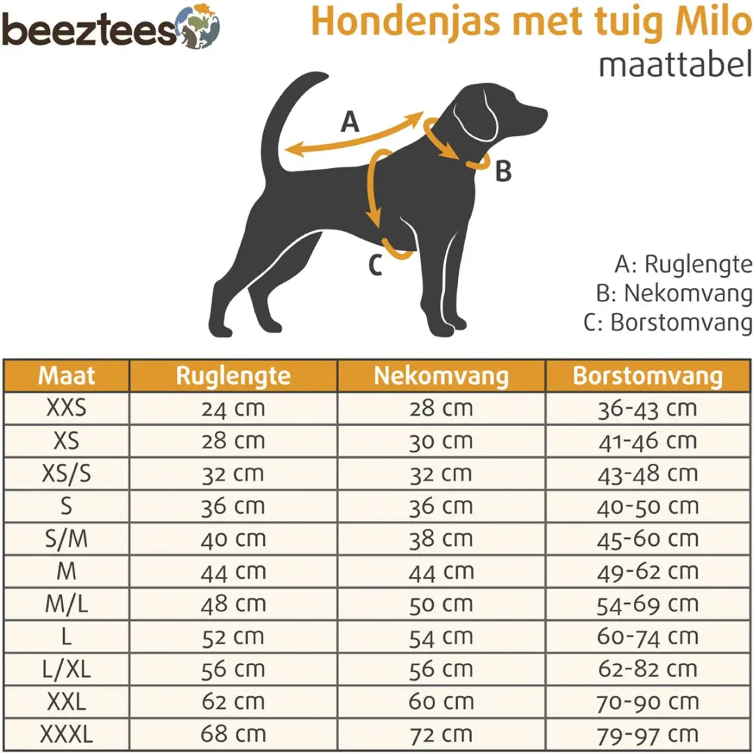 Beeztees Milo Hondenjas - 68cm Grijs