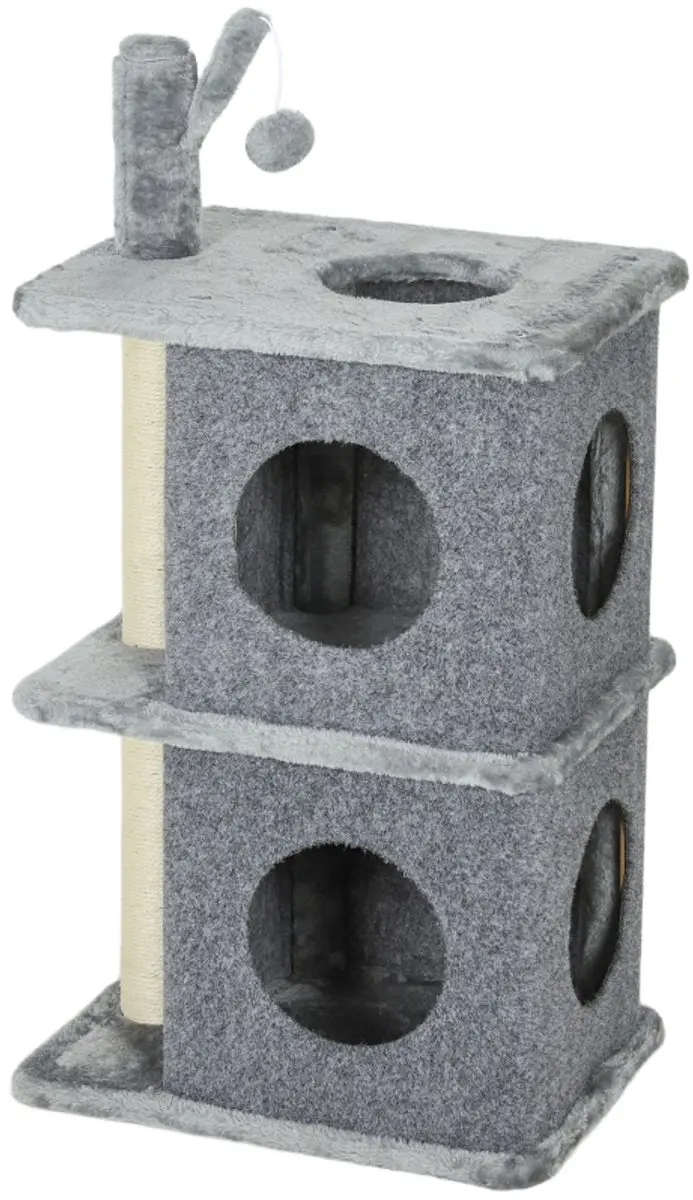 ECTEATOY Krabpaal Kat 3 Niveaus - 43x33x80cm Donkergrijs