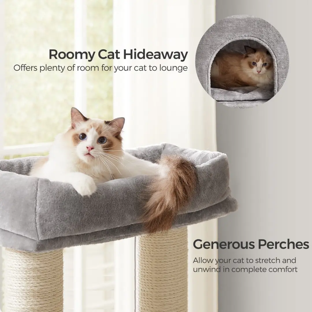 Songmics Kattenhuis Duifgrijs/Zwart - 9 Krabpalen