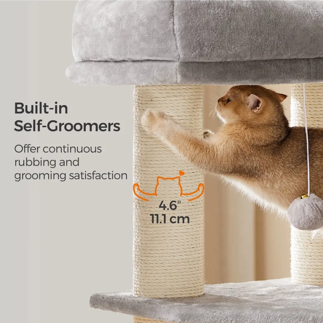 Songmics Kattenhuis Duifgrijs/Zwart - 9 Krabpalen