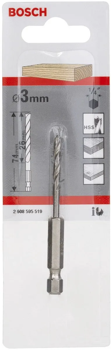 Bosch Houtboor Zeskant 3mm - MPN 2608595519 - afbeelding 2 van 6
