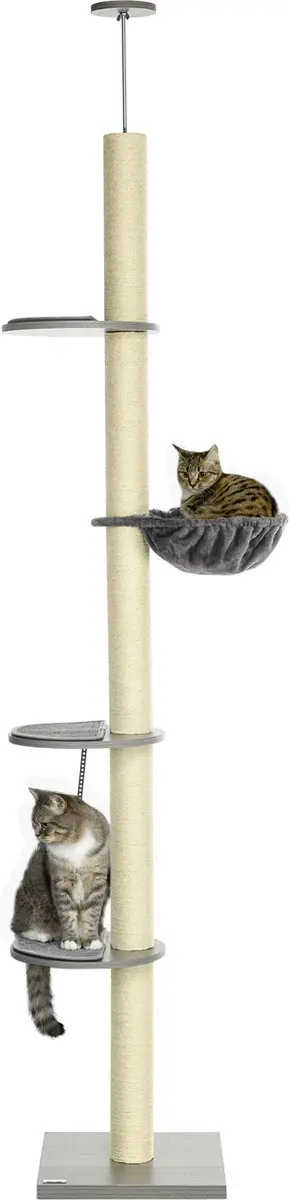 Pawhut Deckenhoog Krabpaal met Hangmat D30-660V00 - 4 Niveaus - 4 Ligplekken