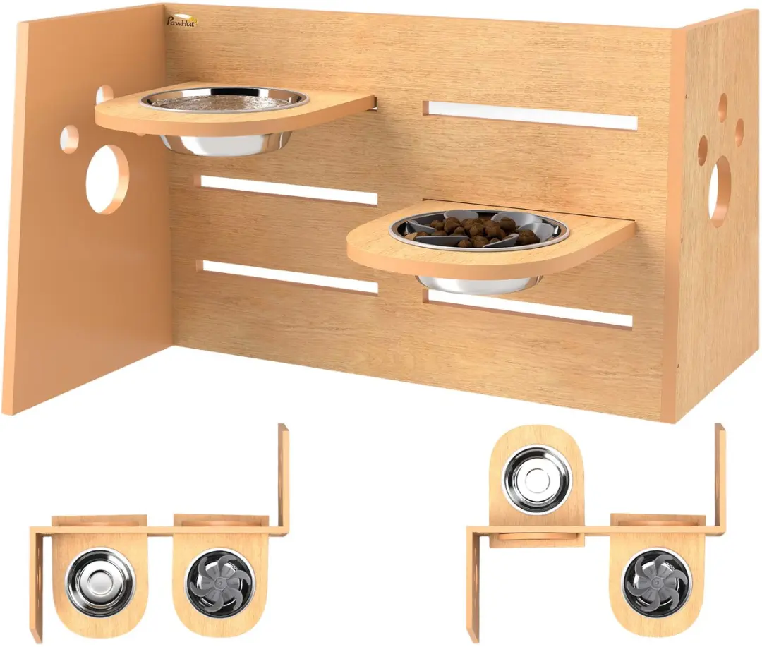 Pawhut Hondenvoerbakstandaard RVS 63x58,5x40cm