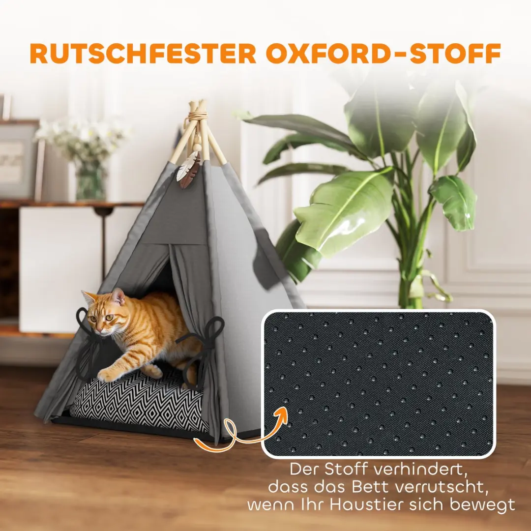 Pawhut Kattenhondentent met Kussen - Grijs/Zwart/Wit
