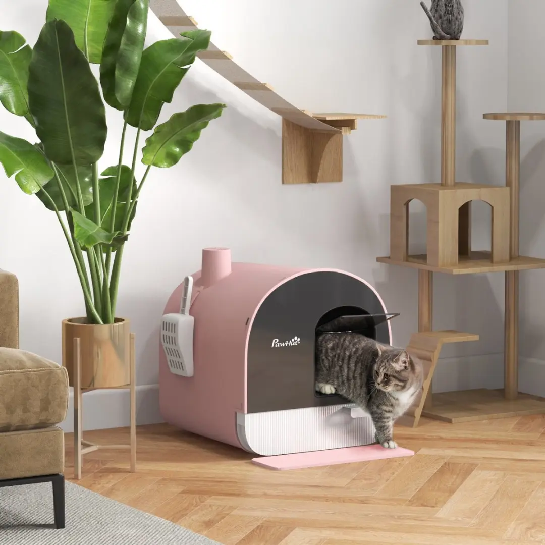 Pawhut Kattenbak met Dekselset Roze - inclusief schepje