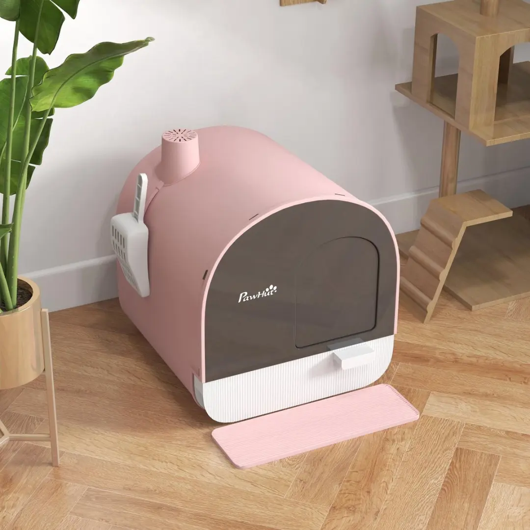 Pawhut Kattenbak met Dekselset Roze - inclusief schepje