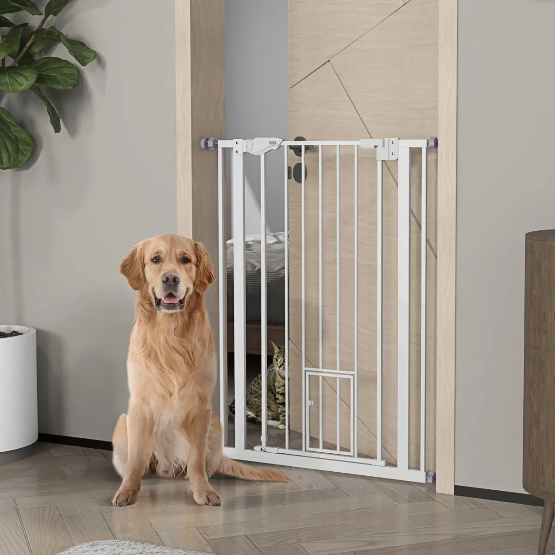Pawhut Huisdierpoort 80x2x104,1cm - Wit