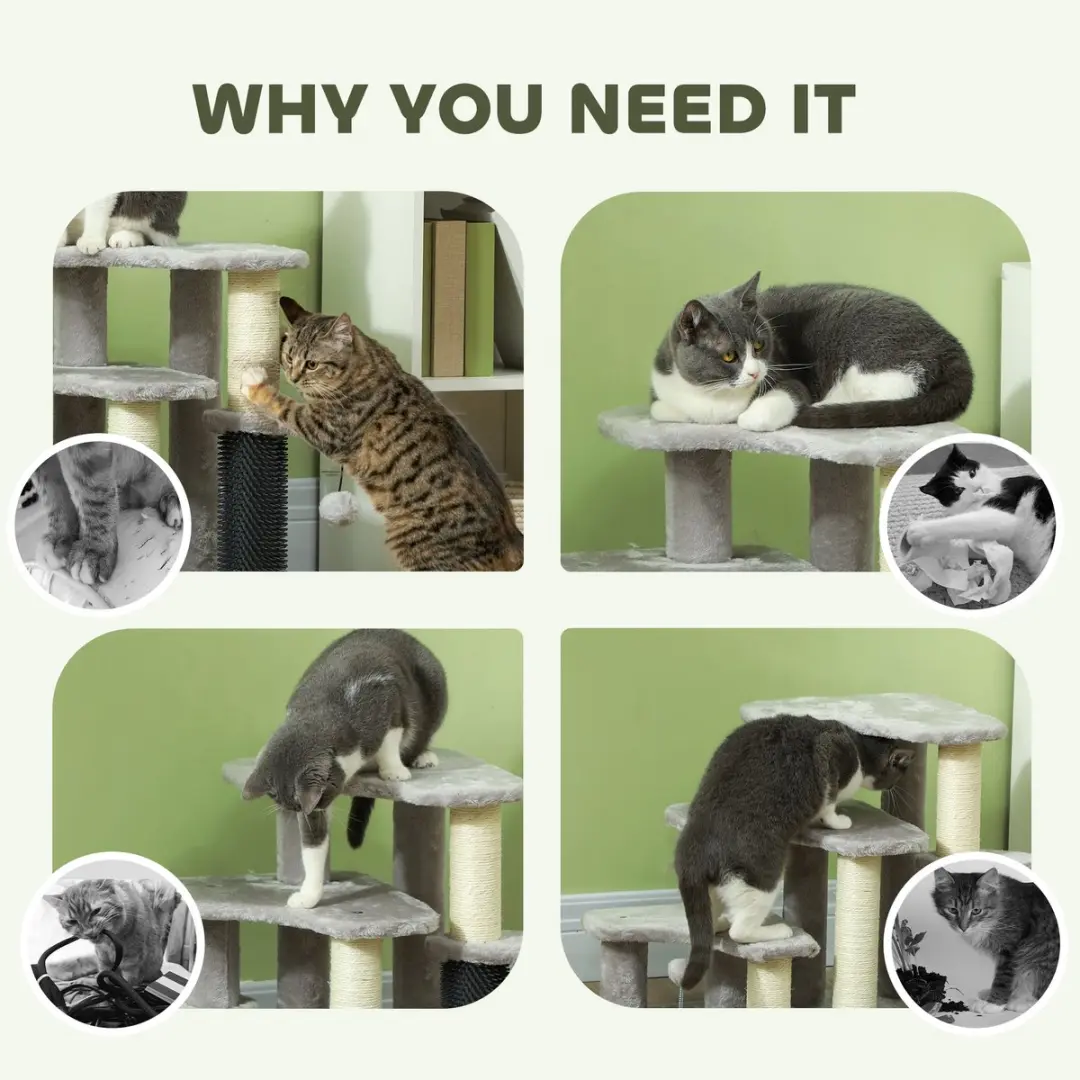 Pawhut Kattenboom 60x39x50cm - Lichtgrijs
