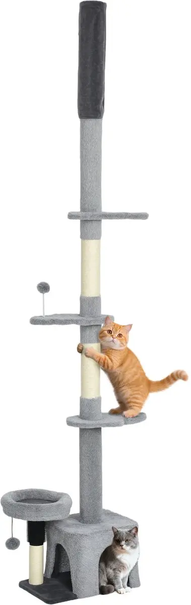 Pawhut Kattenkrabpaal 48x30x255cm
