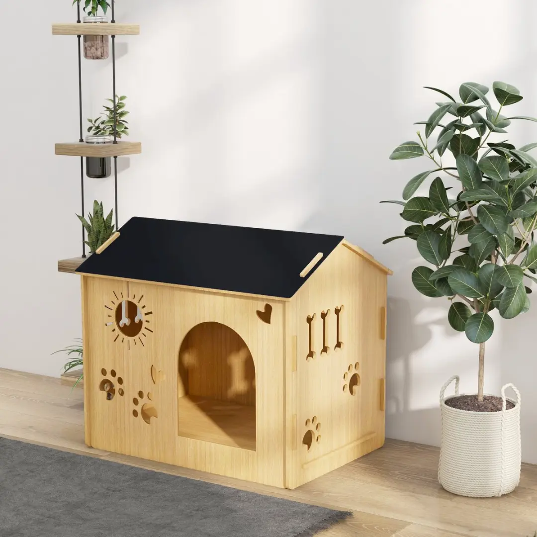 Pawhut Hondenkennel D04-247V00 - Eiche/Schwarz