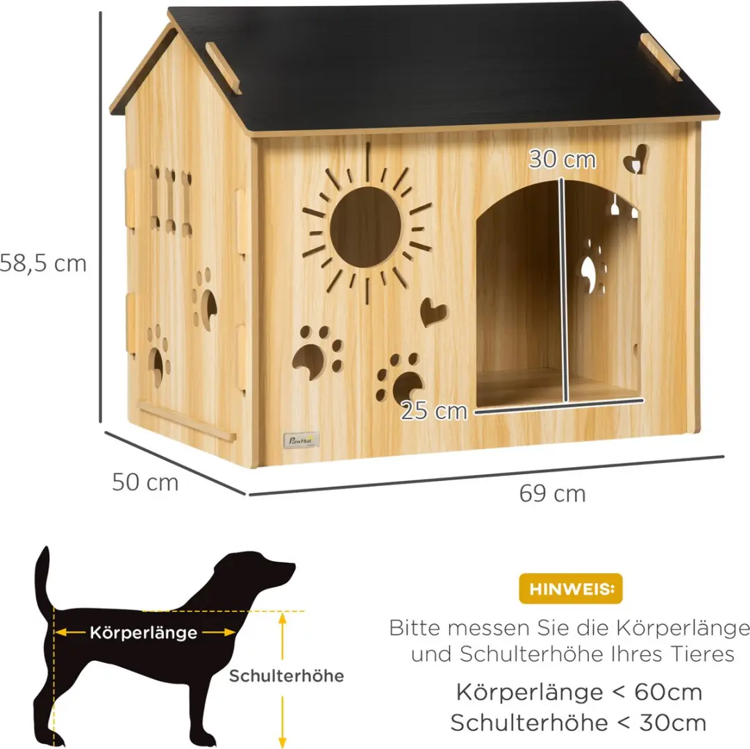 Pawhut Hondenkennel D04-247V00 - Eiche/Schwarz