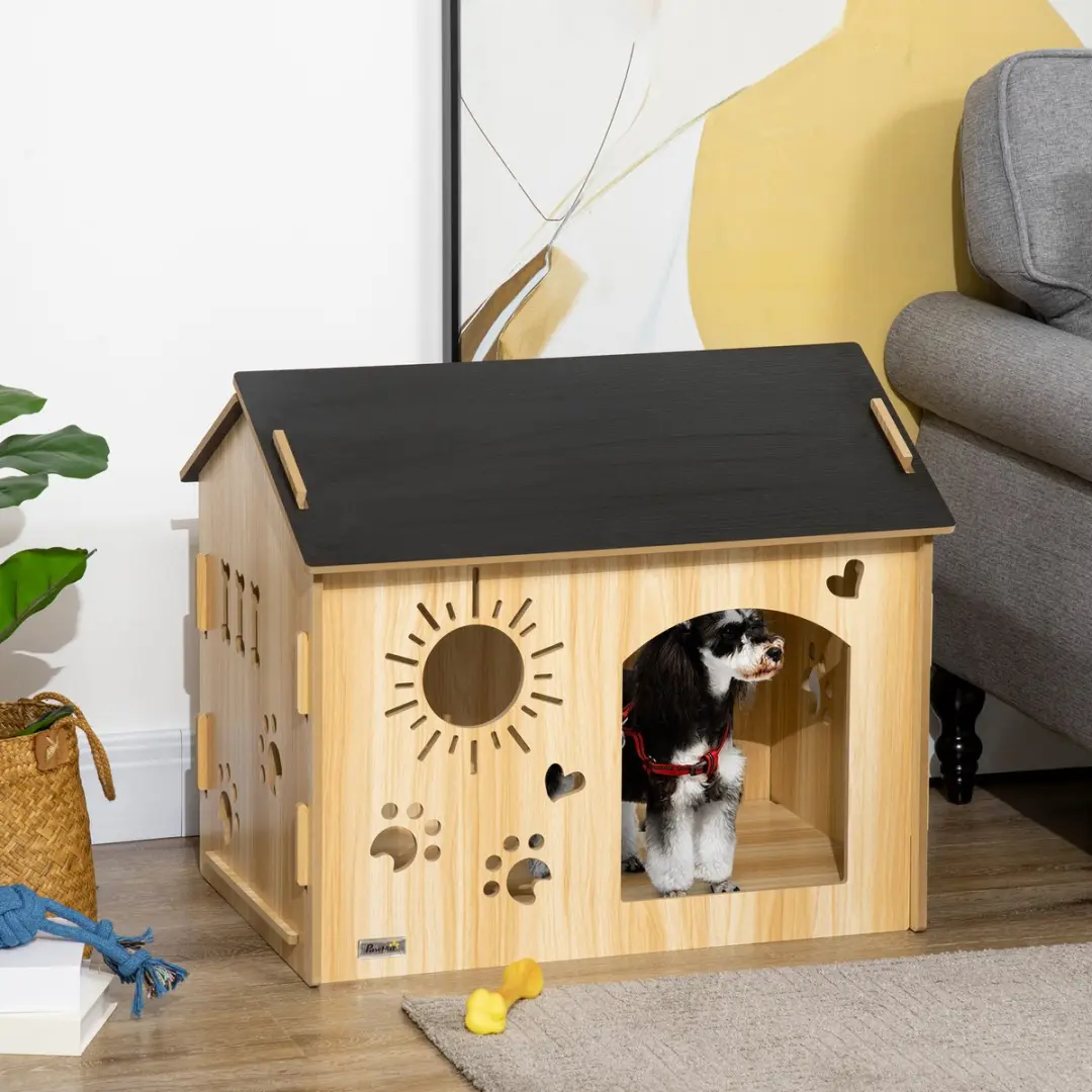 Pawhut Hondenkennel D04-247V00 - Eiche/Schwarz - afbeelding 6 van 6