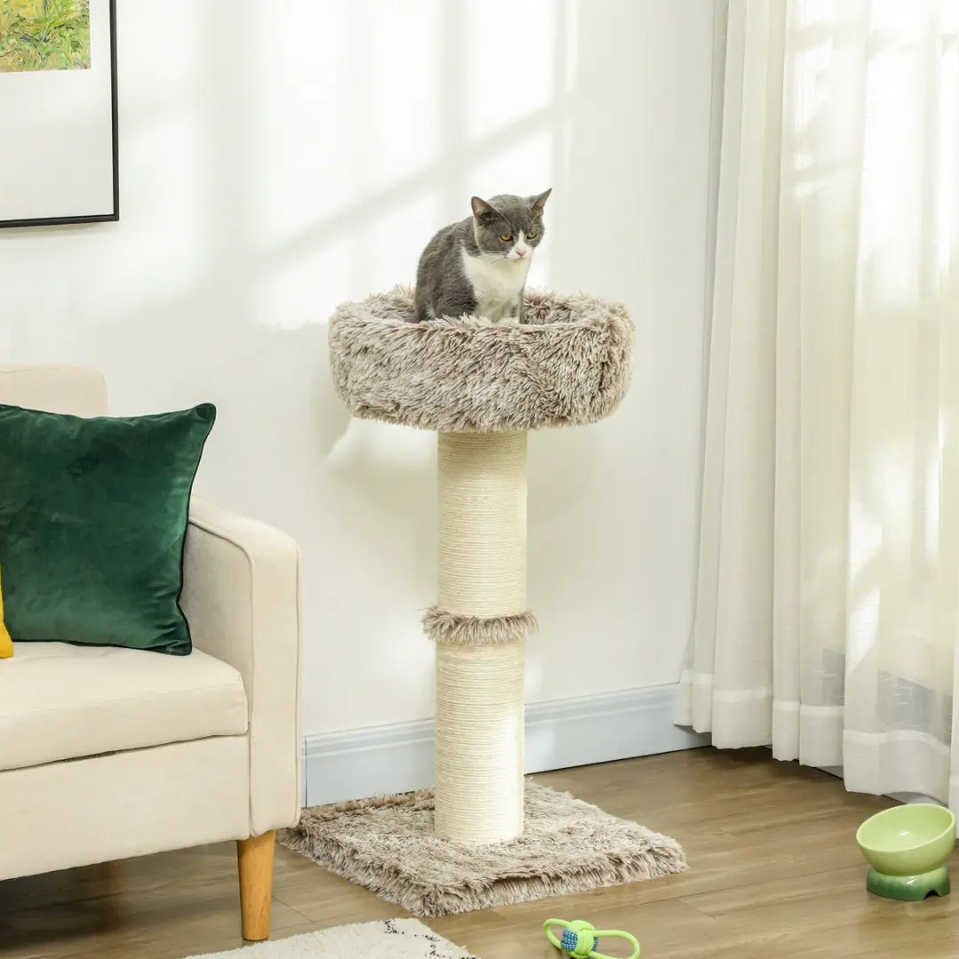Pawhut Kattenboom 87cm - 2 Ligplekken - 1 Niveau - Bruin