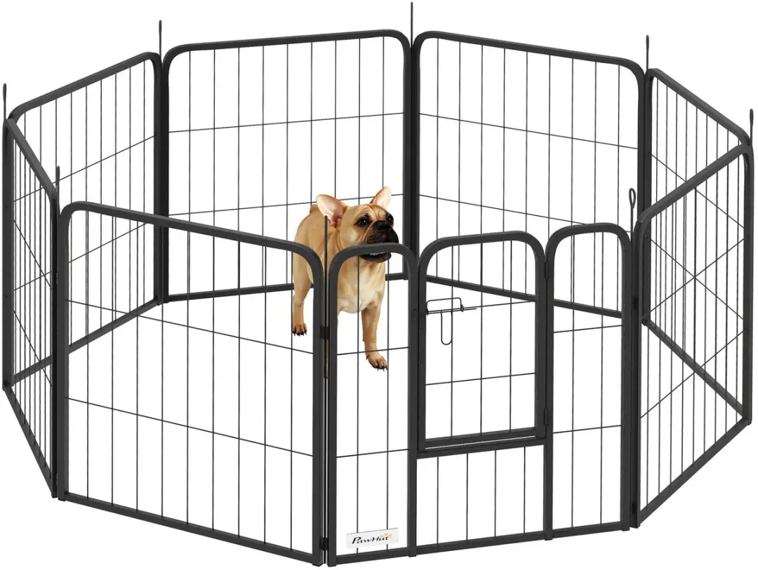 Pawhut Huisdierenspeelpen Staal 112x112x60cm