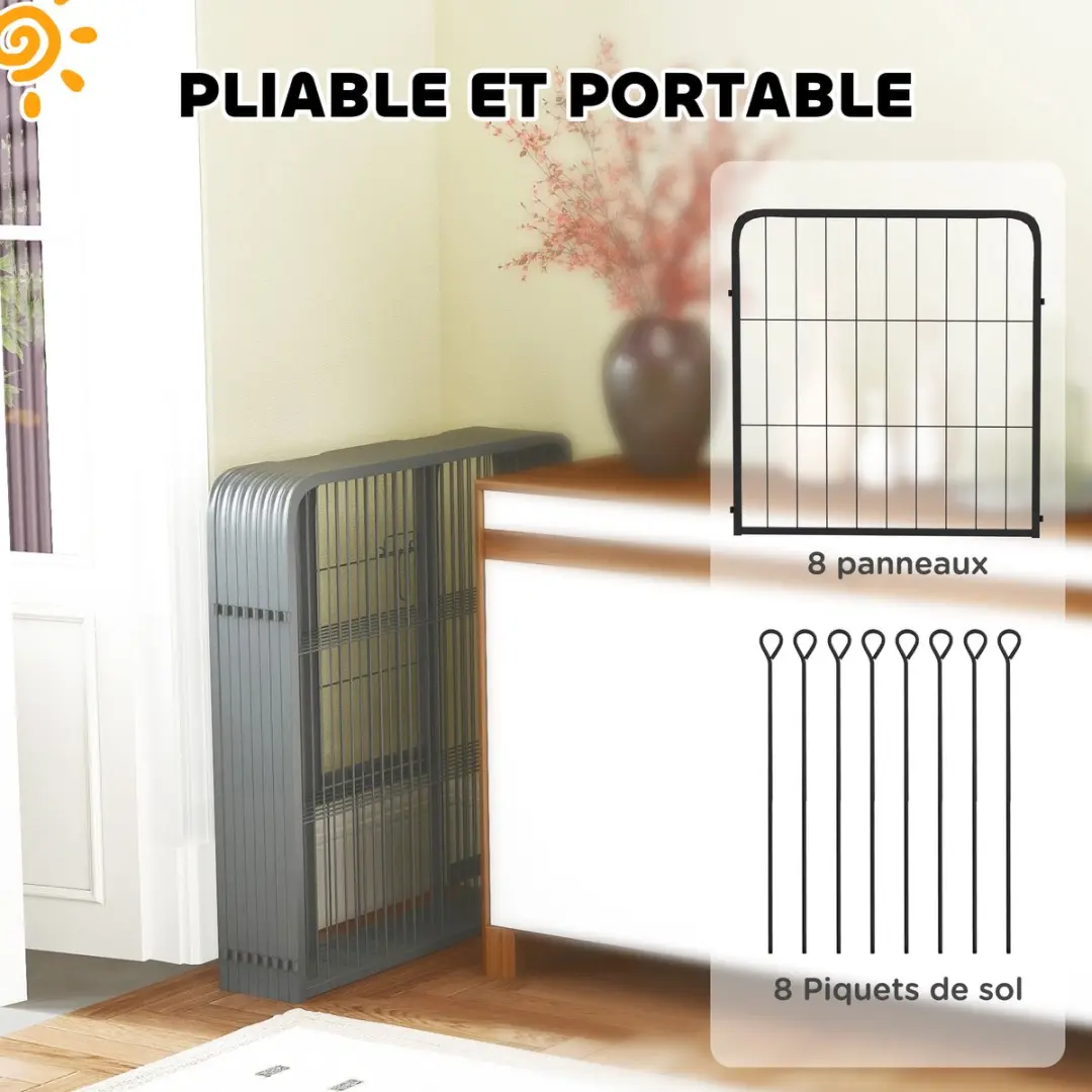 Pawhut Huisdierenspeelpen Staal 112x112x60cm - Zwart