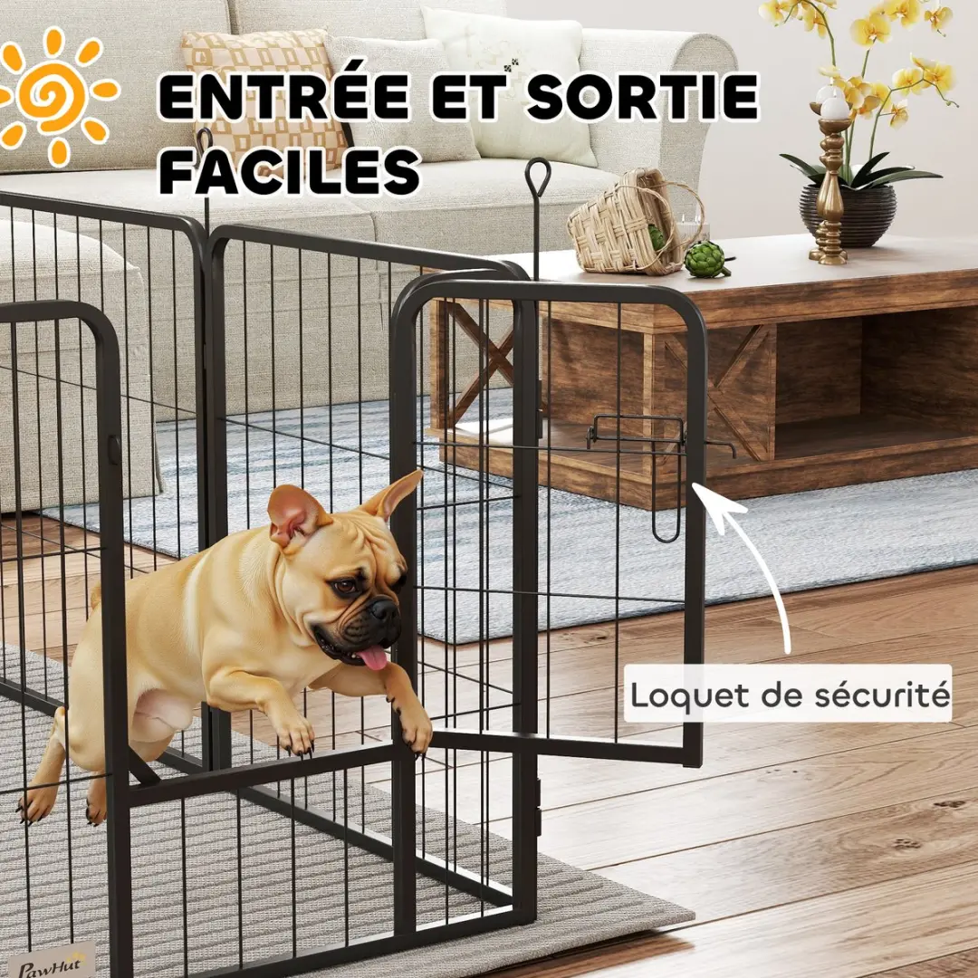 Pawhut Huisdierenspeelpen Staal 112x112x60cm - Zwart