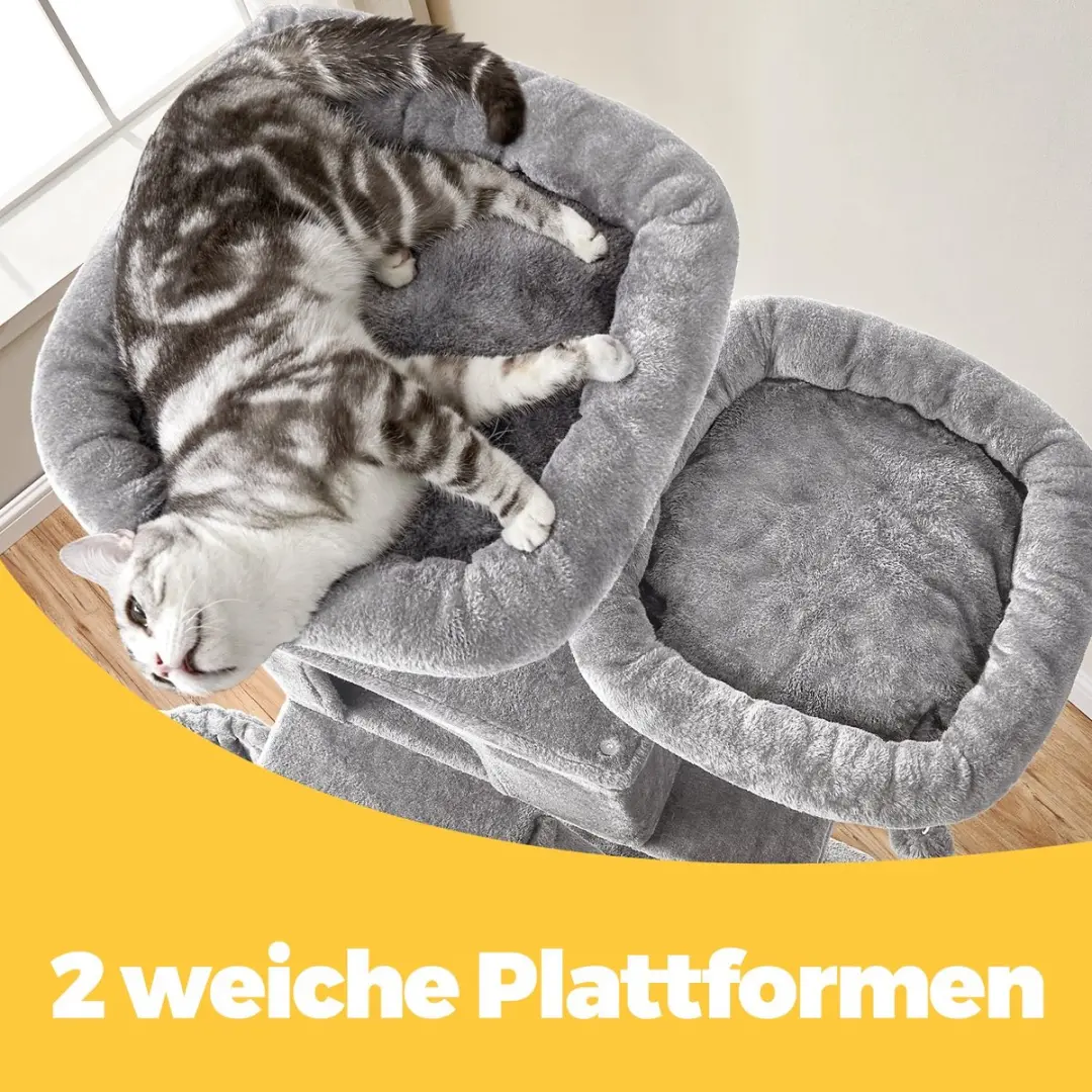 Songmics Krabpaal 206cm - 3 Ligplekken - Lichtgrijs