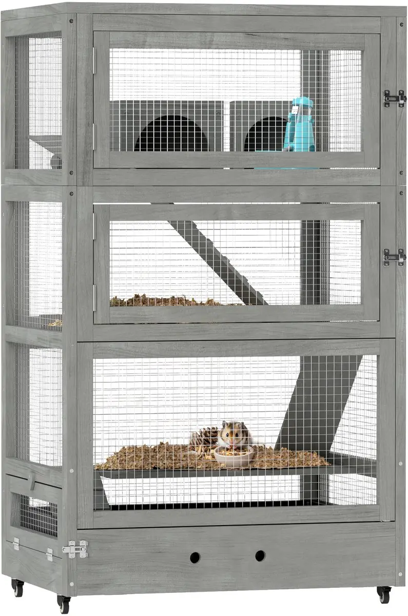 Pawhut Hamsterkooi Hout 65x45x109cm