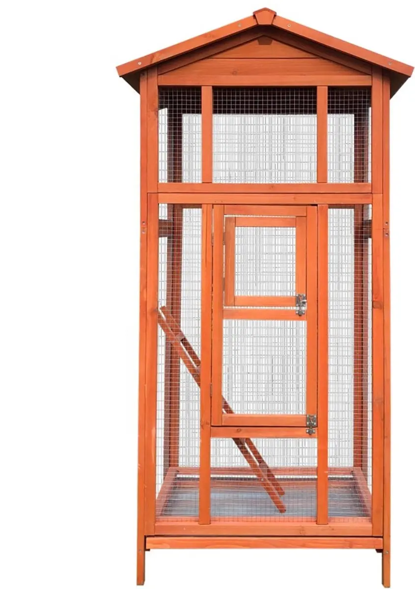 Flamingo Vogelkooi Houten Vloermodel - Bruin