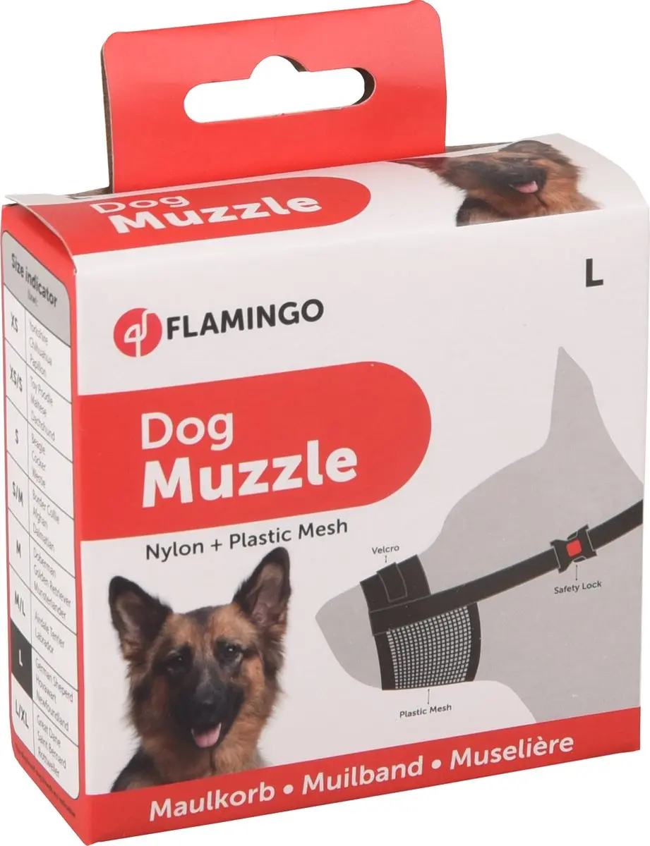 Flamingo Teddie Muilband Honden - Maat L - Zwart