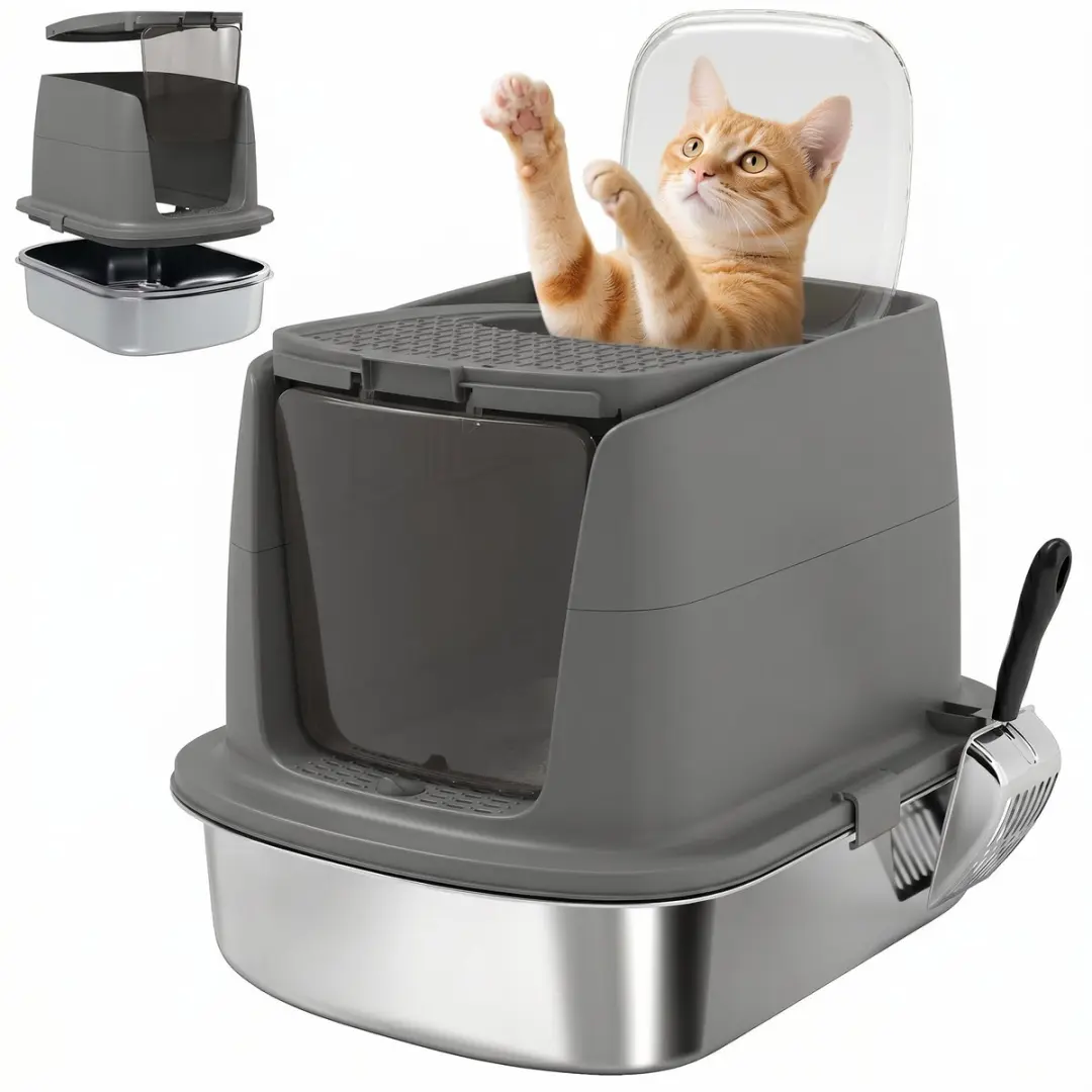 Pawhut Kattenbak Edelstahl 52L
