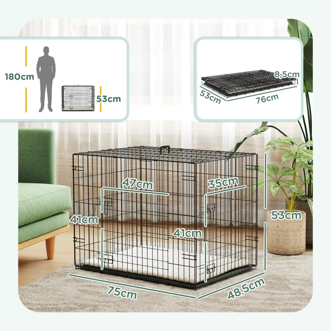Pawhut Hondenbench Polyester - 75x48,5x53cm Zwart