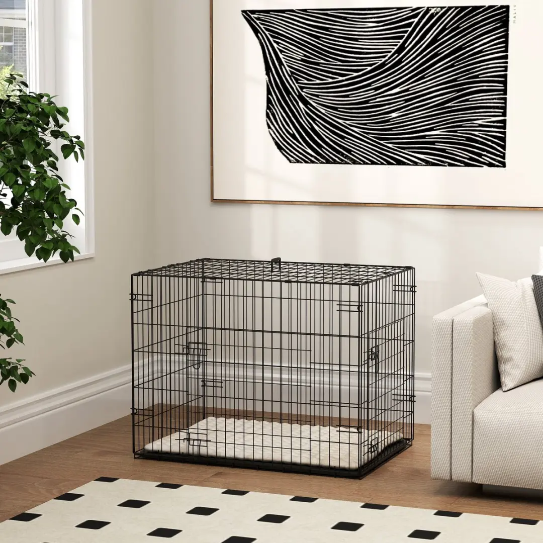 Pawhut Hondenbench Polyester - 75x48,5x53cm Zwart