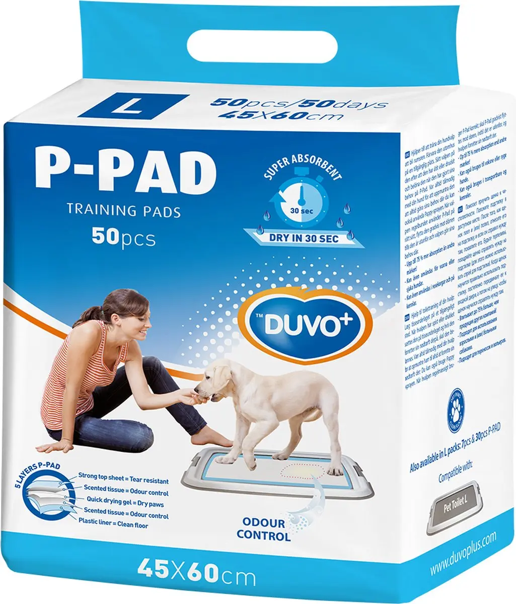 DuvoPlus Dierentoilet Hond P-pad Large L - 50 Stuks