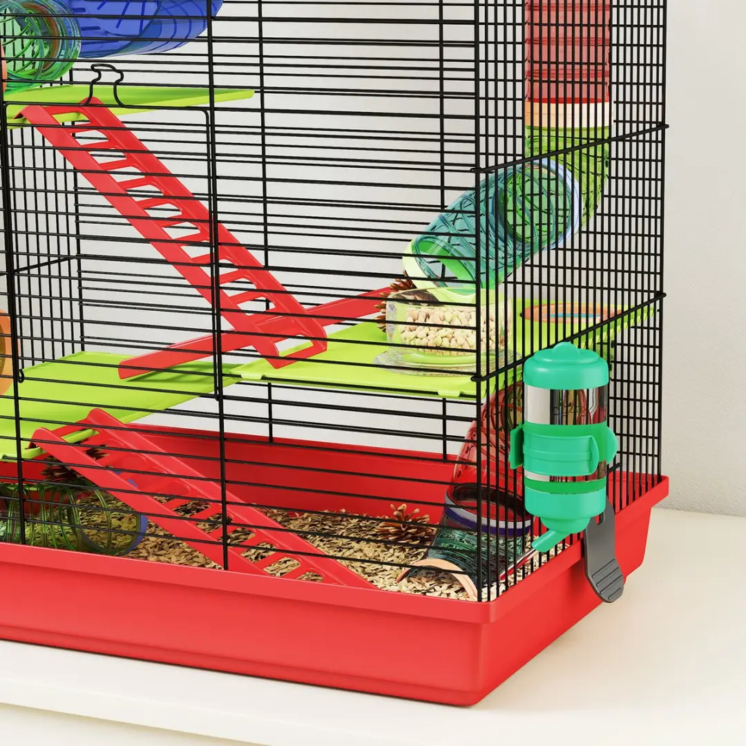 Pawhut Hamsterkooi 47x30x59cm - Rood