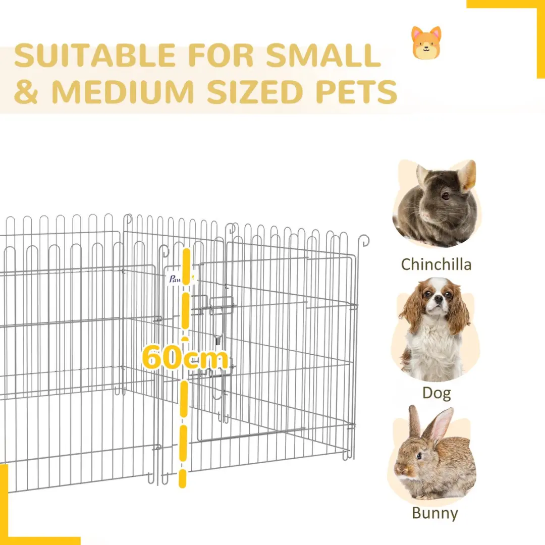 Pawhut Puppy-Uitloop Hok - 4 Maten - Zilver