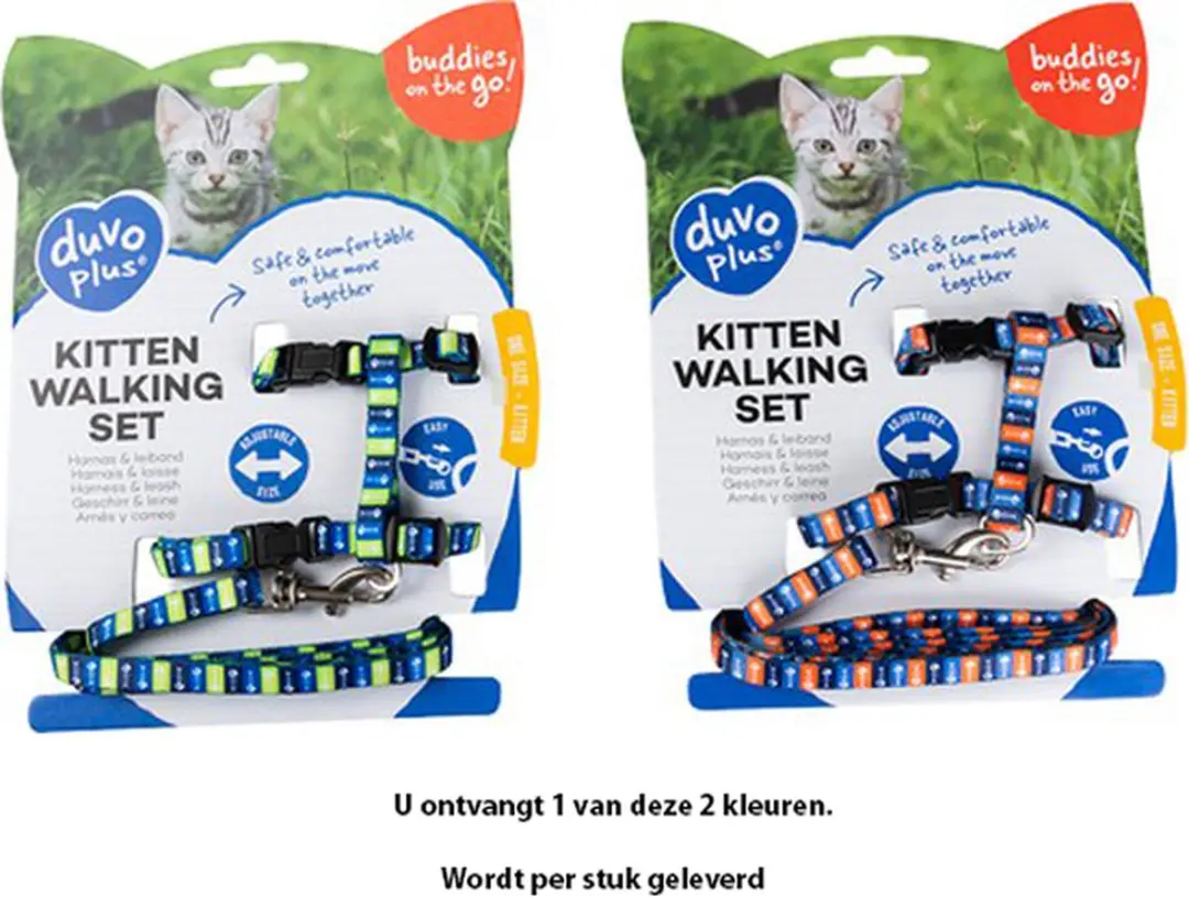 DuvoPlus Uitlaatriem Kat Kitten Wandelset 15-25cm - 1 Stuk