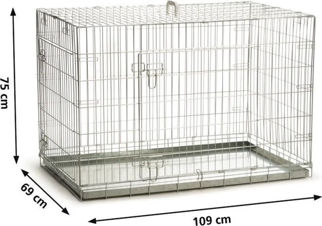 Beeztees Hondenbench 2 Deurs 109x69x75cm - RVS