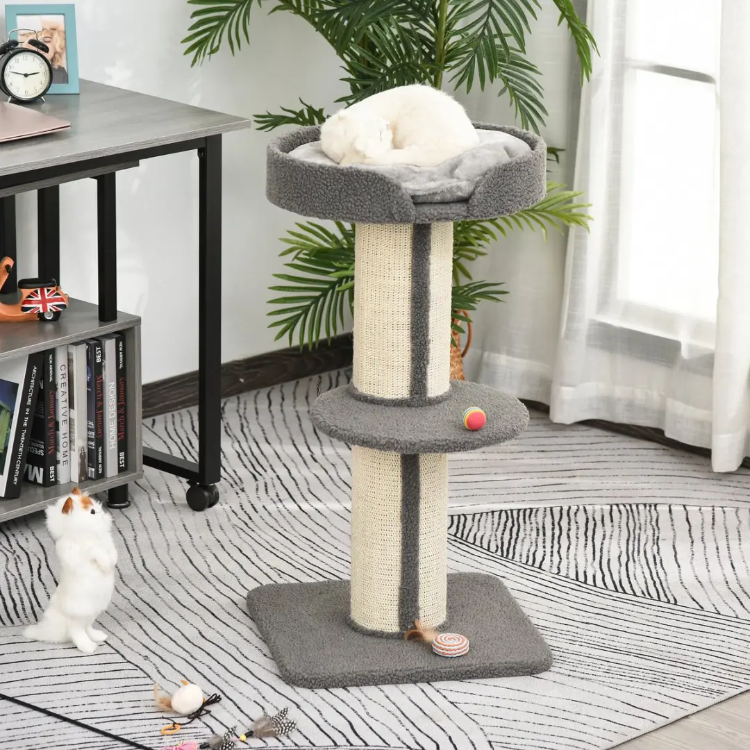 Pawhut Kattenboom Krabpaal D30-269 - 2 Niveaus - 3 Ligplekken - Blauw