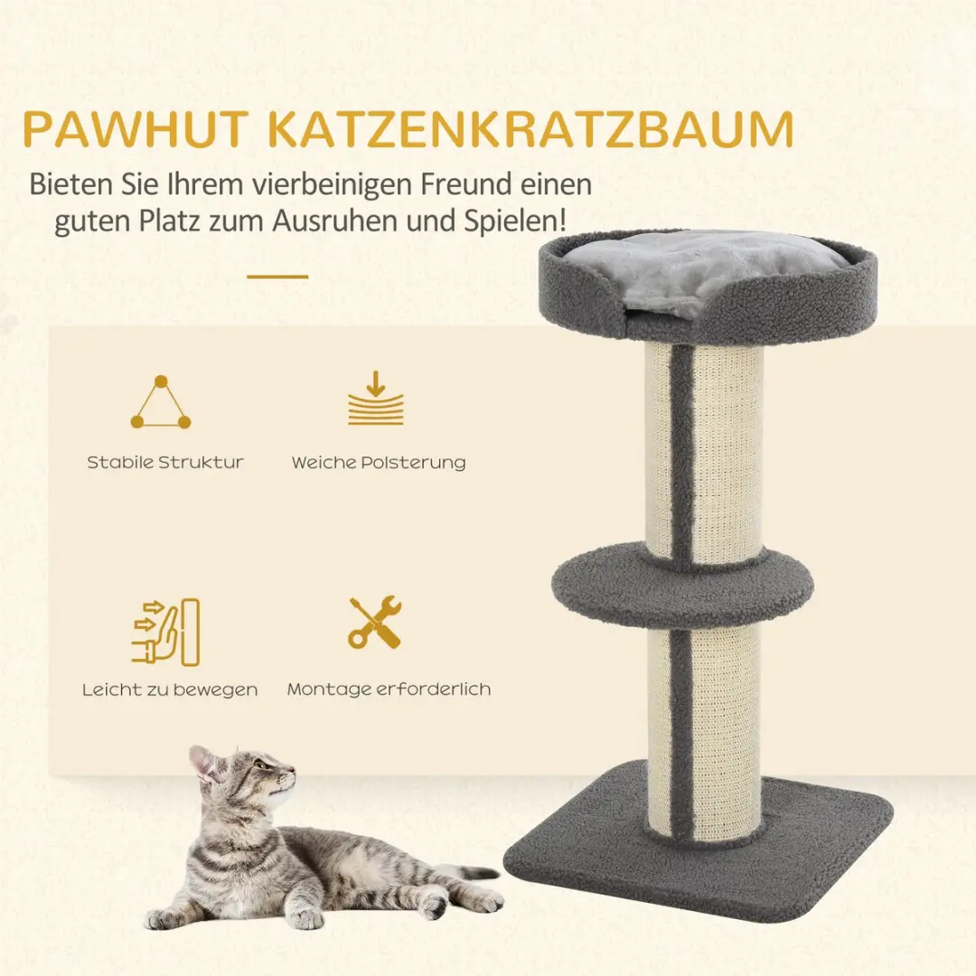 Pawhut Kattenboom Krabpaal D30-269 - 2 Niveaus - 3 Ligplekken - Blauw