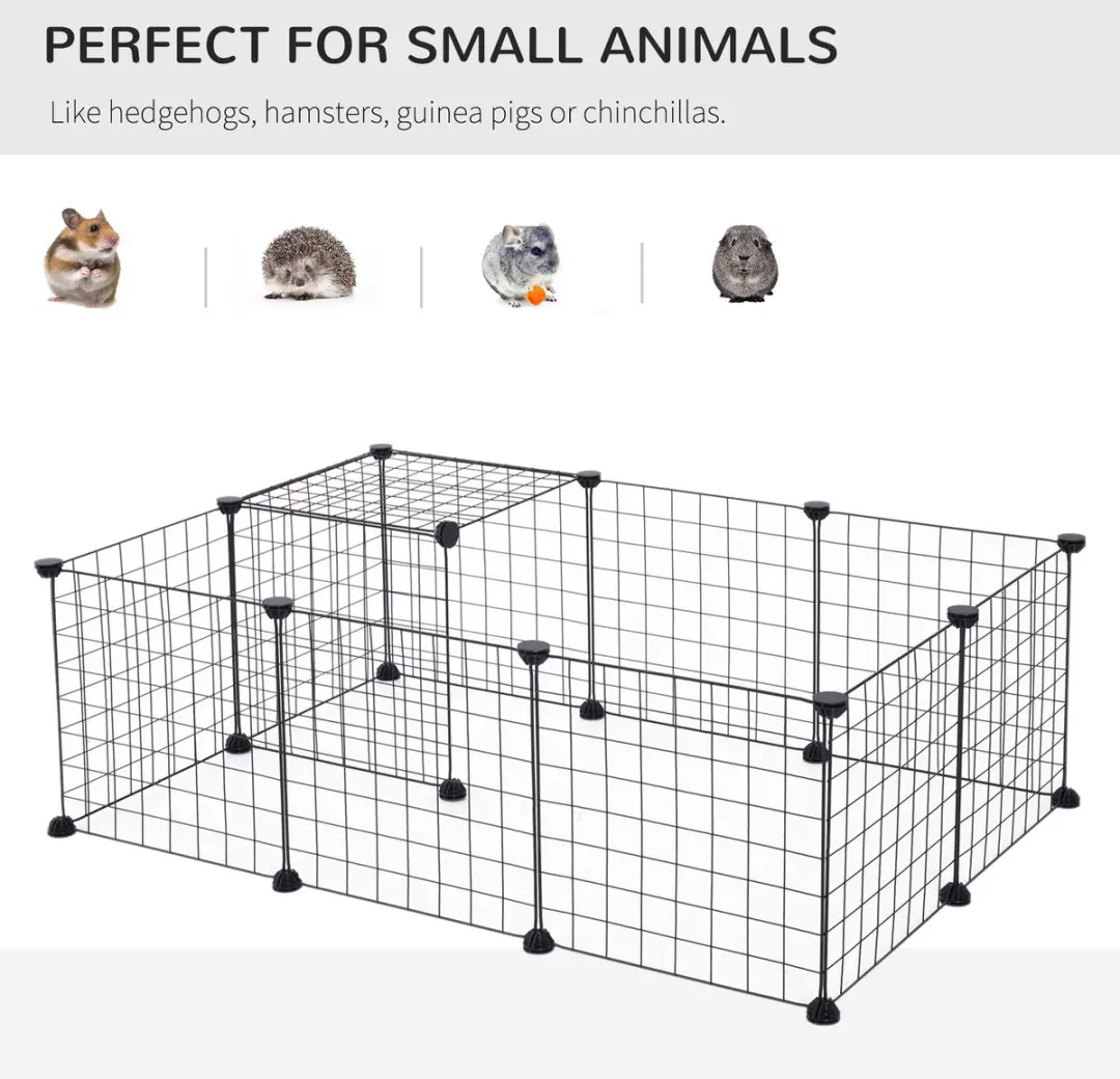 Pawhut Dierenren met Tralies - Zwart