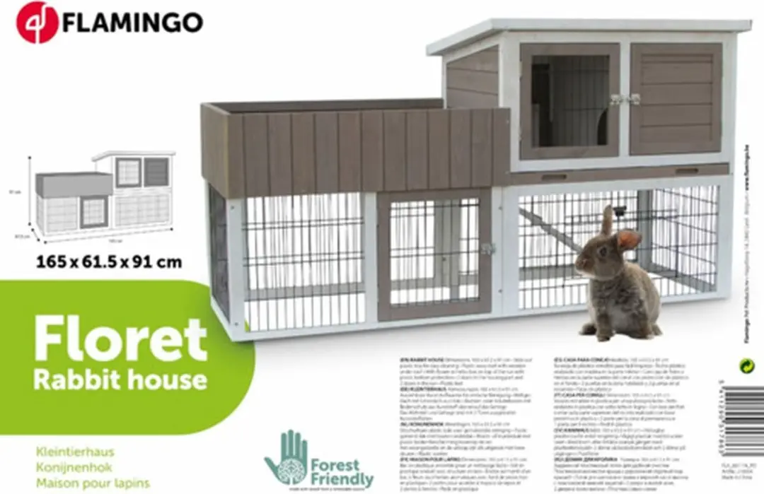 Flamingo Konijnenhok Floret Urban 2-Verdiepingen - 165x64,5x92cm - Bruin
