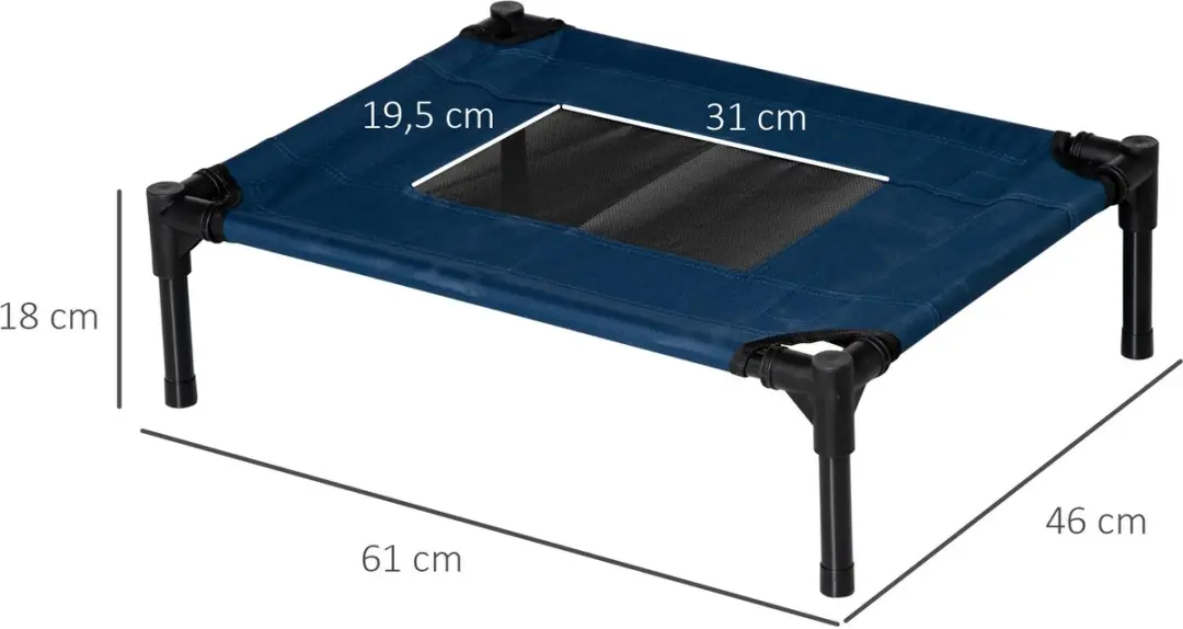 Pawhut Verhoogd Hondenbed - 61x46x18cm - Blauw