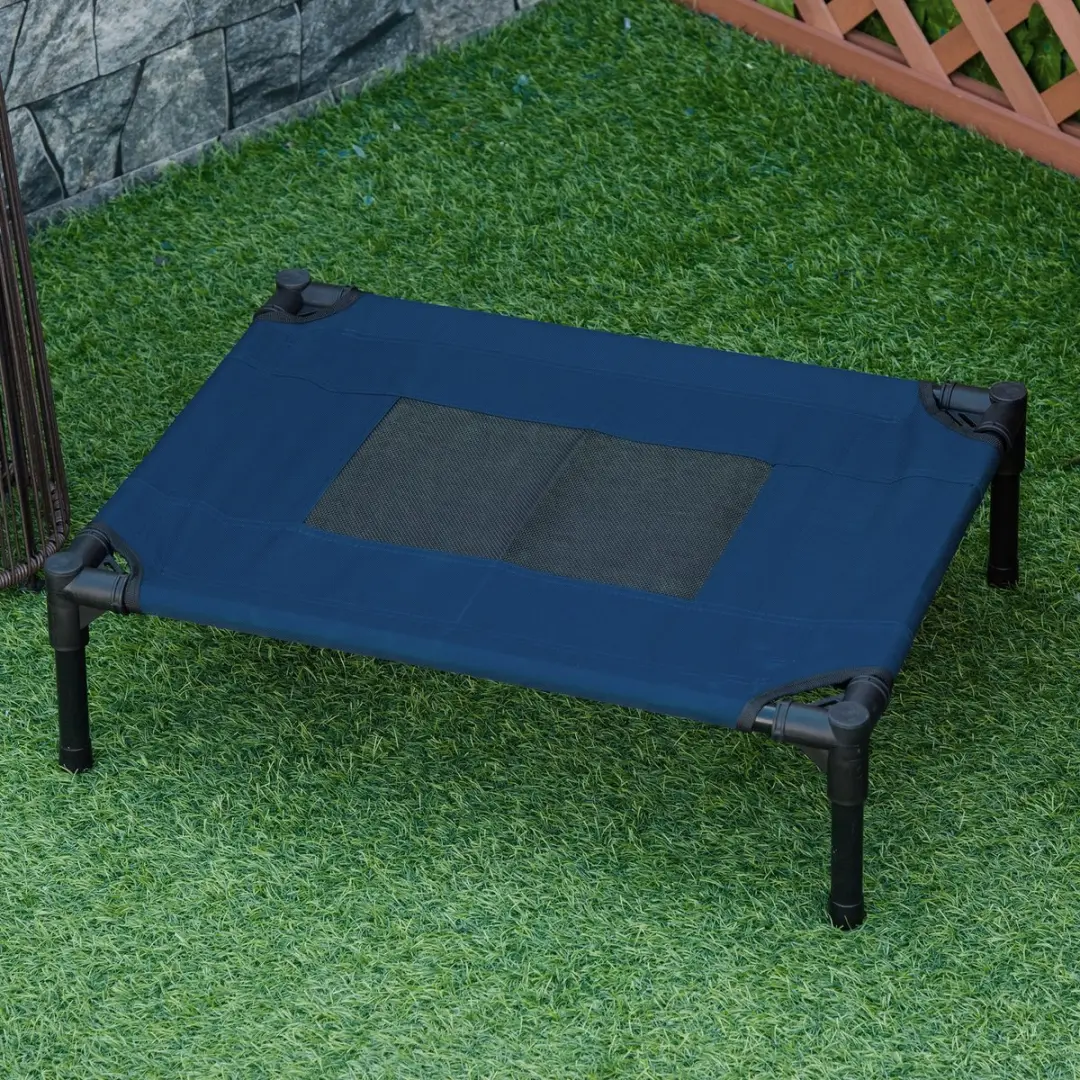 Pawhut Verhoogd Hondenbed - 61x46x18cm - Blauw
