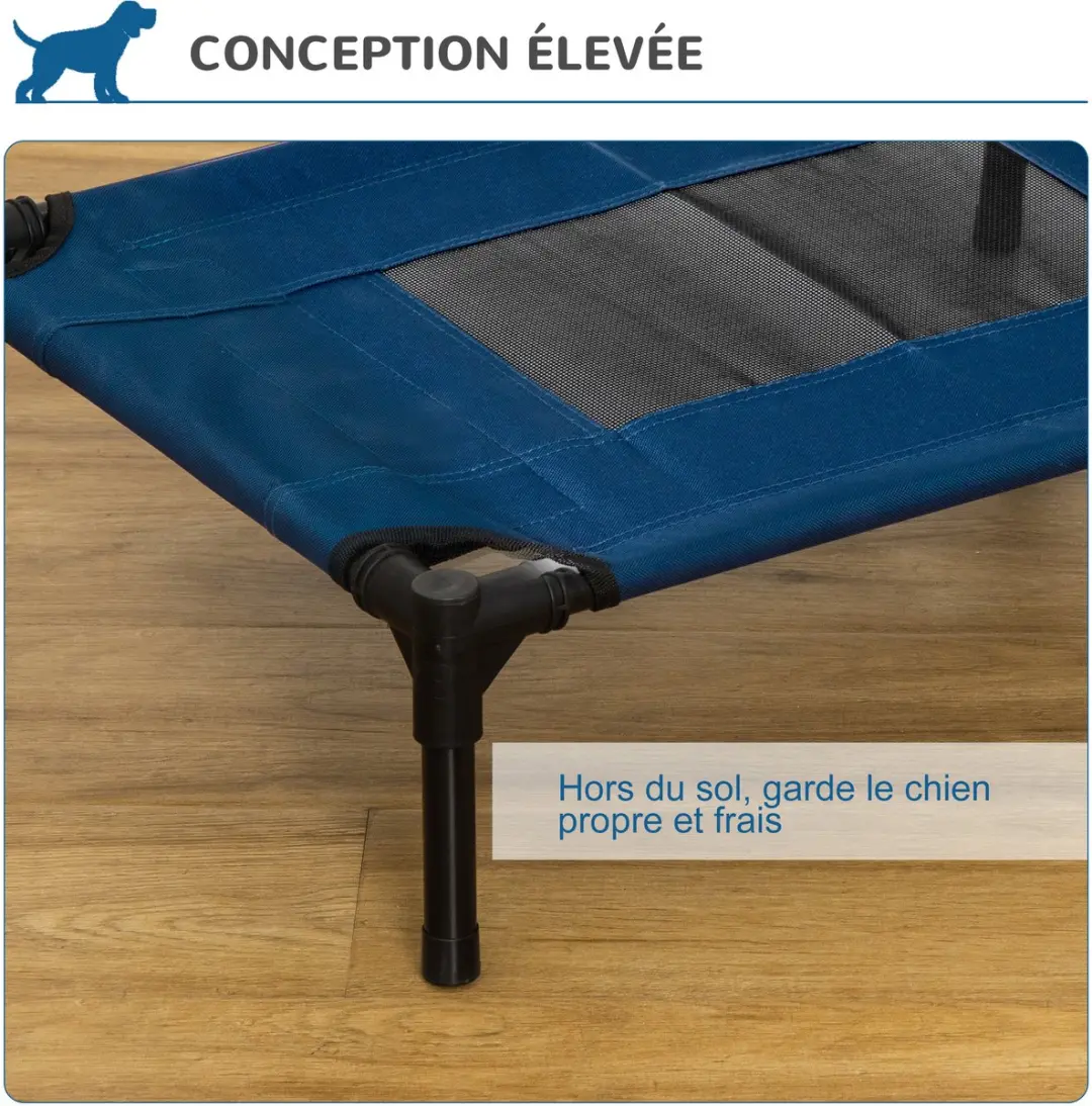 Pawhut Verhoogd Hondenbed - 61x46x18cm - Blauw