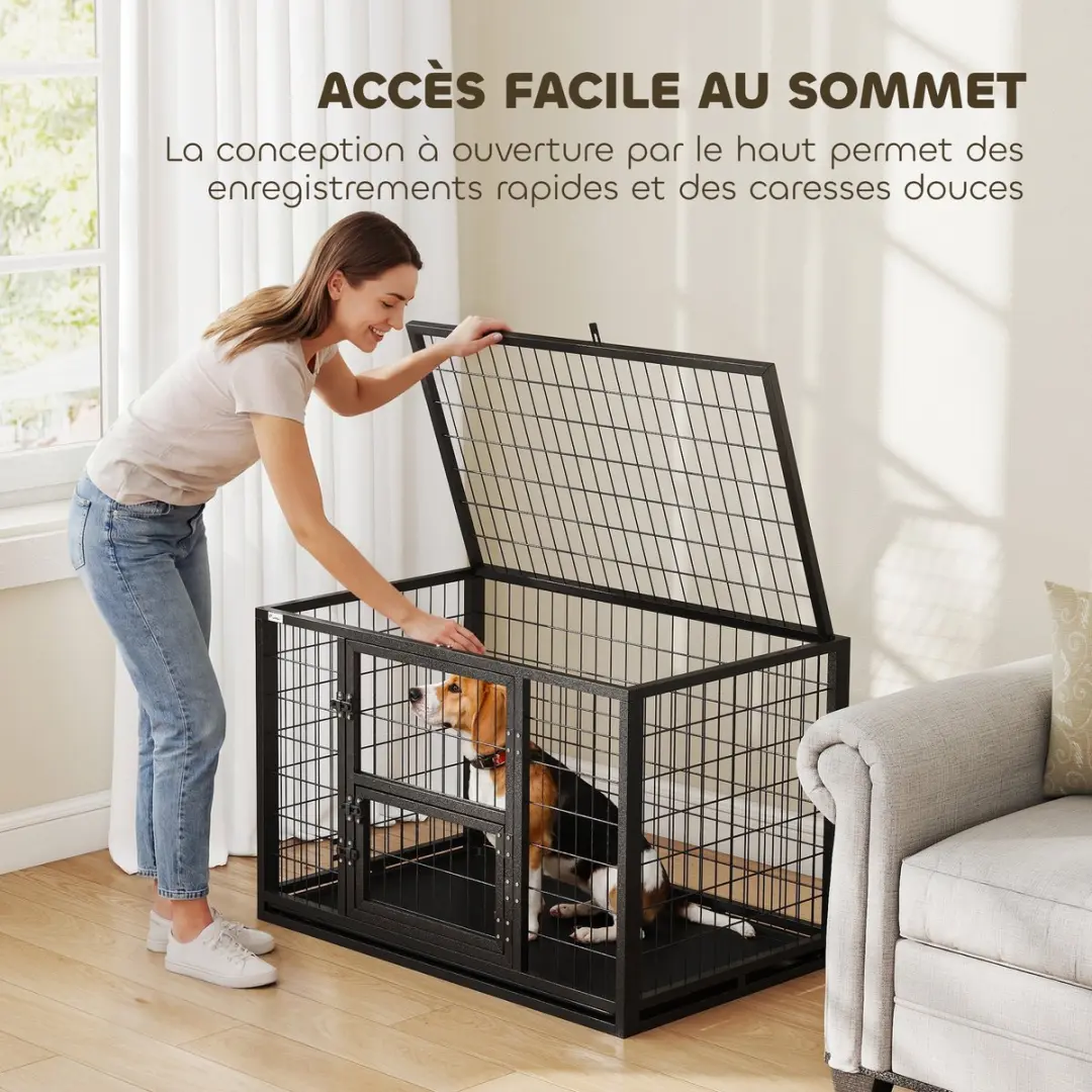 Pawhut Hondenbench Staal 94x60x64cm - Zwart