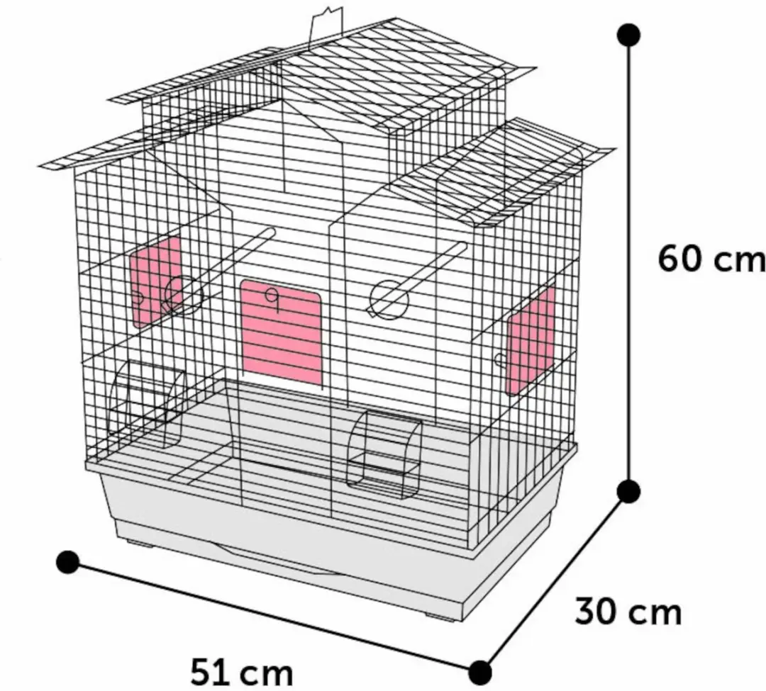 Flamingo Parkietenkooi Numfor - 52x30x61cm - Zwart